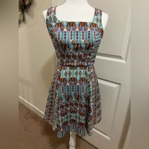 Blue dress with abstract design
